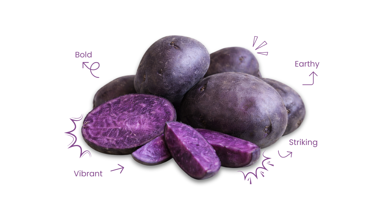 Purple majesty potatoes with flavor descriptions
